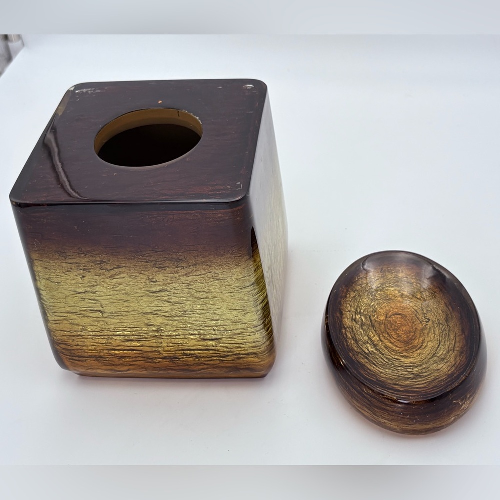 Veratex Gold and Brown Decorative Tissue Cover and Soap Dish
